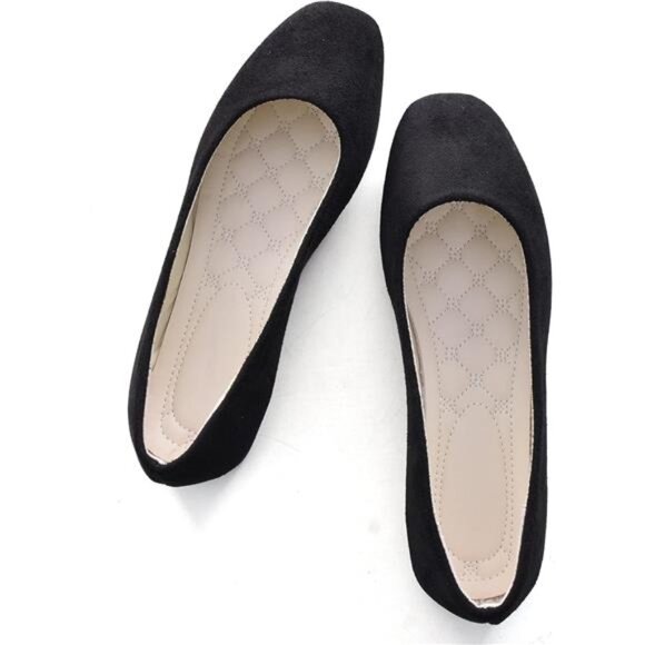 Zhou Women Comfort Square Toe Ballets Flats, Slip On Classical Walking Shoes - Picture 3 of 8